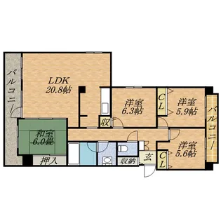 エスセーナ北10条ルネス【0906号室】の間取り