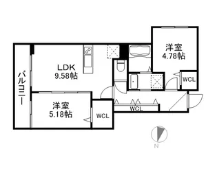 アッパーヴィレッジ【201号室】の間取り