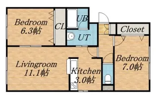 グランディール【202号室】の間取り