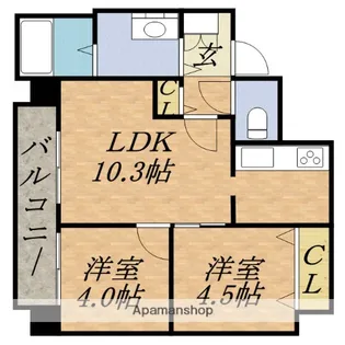 エミュー麻生【8階】の間取り