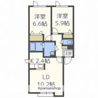 北海道札幌市東区本町二条2丁目【アパート】の間取り