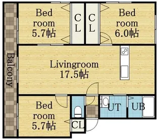 パークハイツG【301号室】の間取り