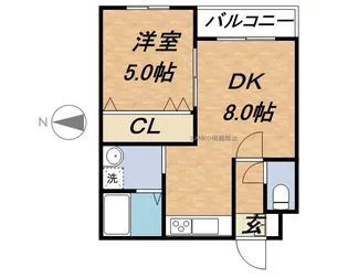 グランディール南五条【104号室】の間取り