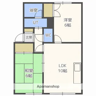 コーポハイブリッヂC【102号室】の間取り