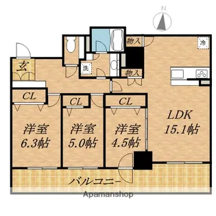 北海道札幌市東区北七条東1丁目【マンション】の間取り