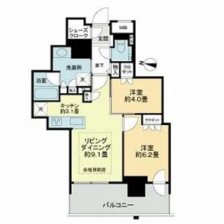 ザ・札幌タワーズ ウエストタワー【0902号室】の間取り
