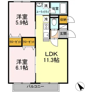 HAPPINESS COCO【3階】の間取り