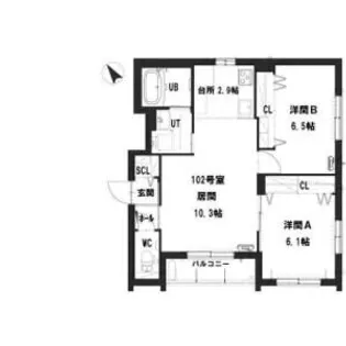 グランメール スカイ プレミアム札幌【1階】の間取り