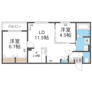 エフュート宮の沢【2階】の間取り
