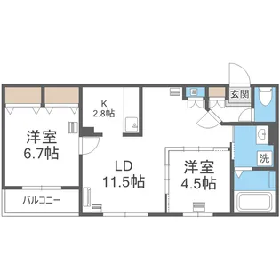 エフュート宮の沢【1階】の間取り