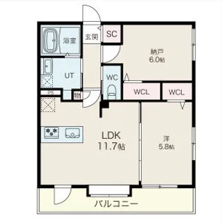 アルファスクエア北22【603号室】の間取り