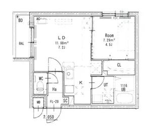 JEEK BLAU MOTOMACHI(ジークブラウ元町)【405号室】の間取り
