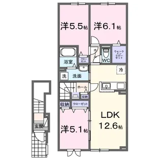 ルタンさくら新琴似【2階】の間取り