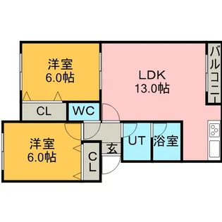 ゼルダⅢ【102号室】の間取り
