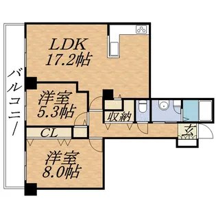 知事公館前タワーレジデンス【02703号室】の間取り
