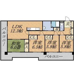 アルファスクエア円山【00805号室】の間取り