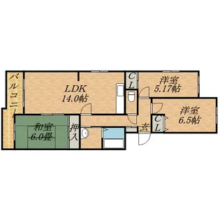 グリターパレス【505号室】の間取り