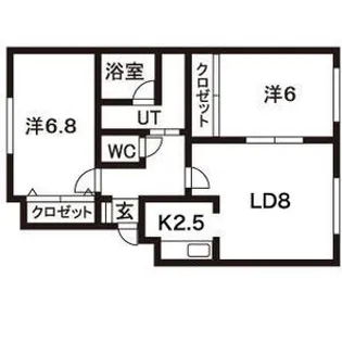 北海道札幌市北区新琴似六条8丁目【アパート】の間取り