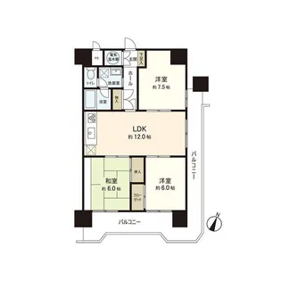 朝日プラザ偕楽園【7階】の間取り