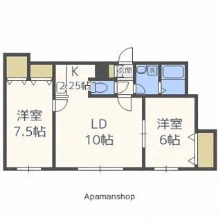 北海道札幌市白石区菊水元町一条5丁目【アパート】の間取り
