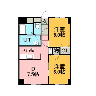 パレスK&K【203号室】の間取り