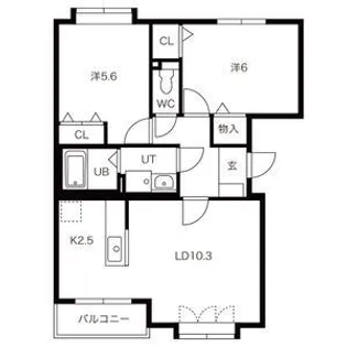 2LDKの間取り画像