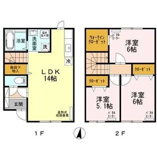 北海道札幌市東区北二十一条東6丁目【テラスハウス】の間取り