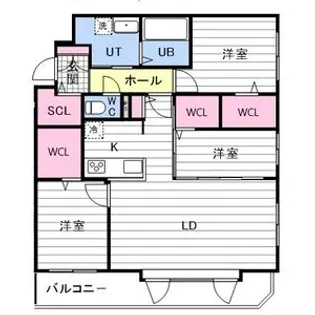 アルファスクエア宮の森3条【201号室】の間取り