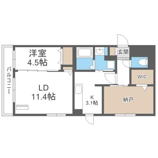 ガーデンクォーツ琴似【103号室】の間取り