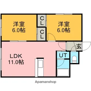 北海道札幌市北区篠路八条6丁目【アパート】の間取り
