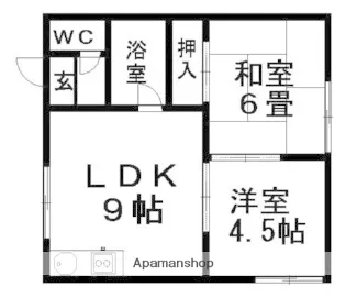 北海道北広島市稲穂町西6丁目【アパート】の間取り