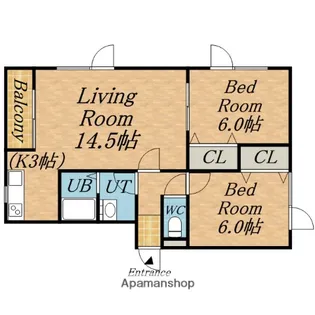 北海道札幌市豊平区月寒東三条15丁目【アパート】の間取り