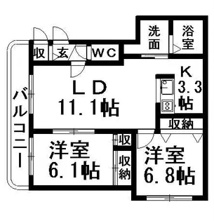 第26大光ハイツ【2階】の間取り