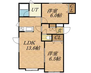 北海道北広島市新富町西3丁目【アパート】の間取り