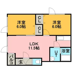 サウスヴィラB棟【204号室】の間取り