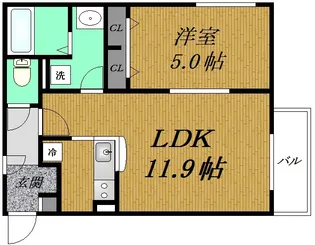 カステル美園【101号室】の間取り