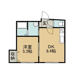 グローバル川沿【102号室】の間取り