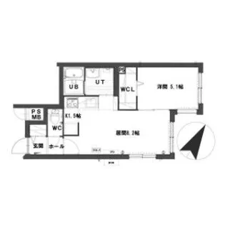 グランメール南郷通【102号室】の間取り