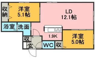 ピュア・コート月寒【2階】の間取り