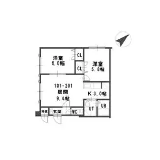 ルミエール月寒東3・3【1階】の間取り