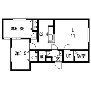 サリーヴィラ月寒東【1階】の間取り