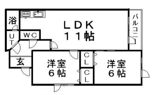 サウスヴィラB棟【105号室】の間取り