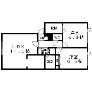 SGハイツ月寒【102号室】の間取り