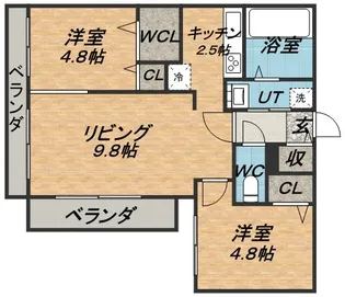 エール学園前【4階】の間取り