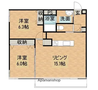 ガーデンヒルズ月寒中央【205号室】の間取り