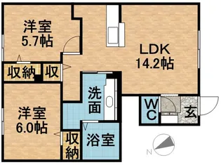 エスポワール月寒東【102号室】の間取り