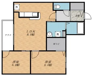 カサトレス美園【103号室】の間取り