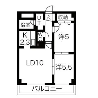 2LDKの間取り画像