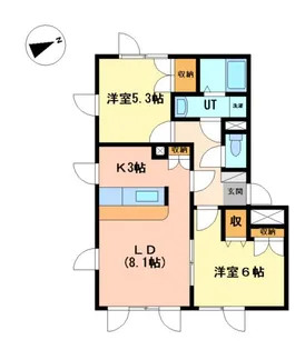 レフュージ川沿【202号室】の間取り