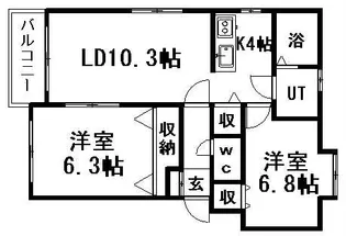 プラティコ福住【0103号室】の間取り